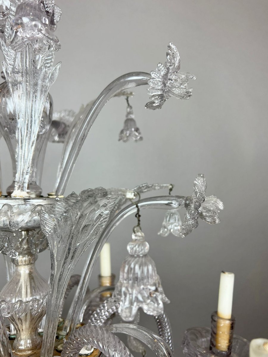 6-arm Candelabra In Murano Glass, 20th Century-photo-4
