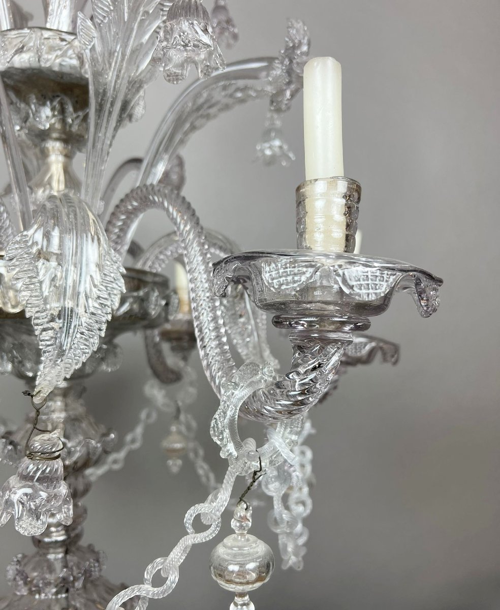 6-arm Candelabra In Murano Glass, 20th Century-photo-1