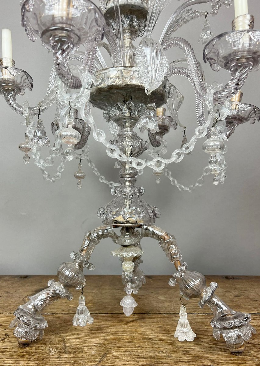 6-arm Candelabra In Murano Glass, 20th Century-photo-2