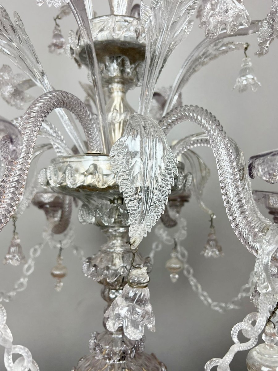 6-arm Candelabra In Murano Glass, 20th Century-photo-3