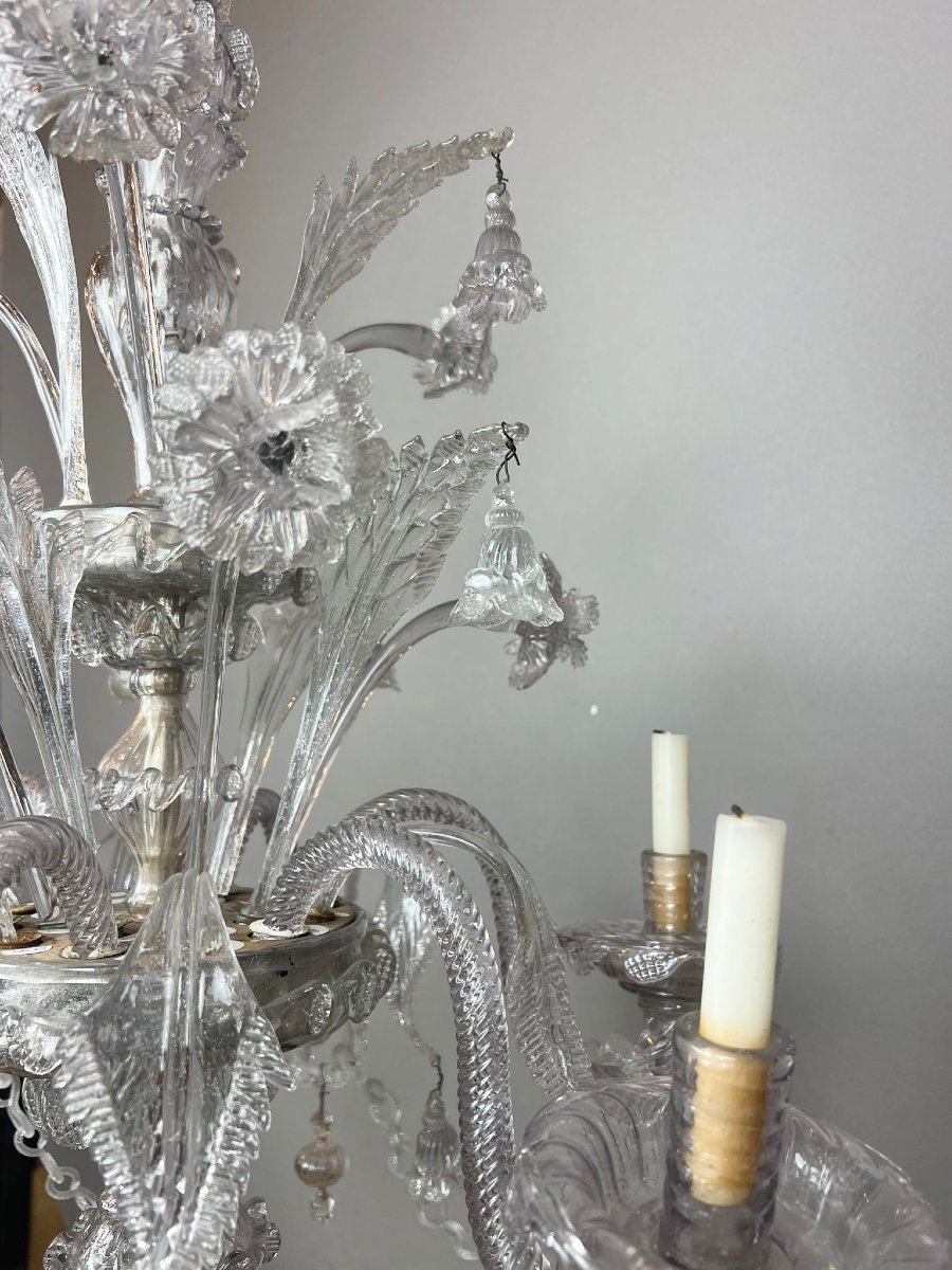6-arm Candelabra In Murano Glass, 20th Century-photo-4