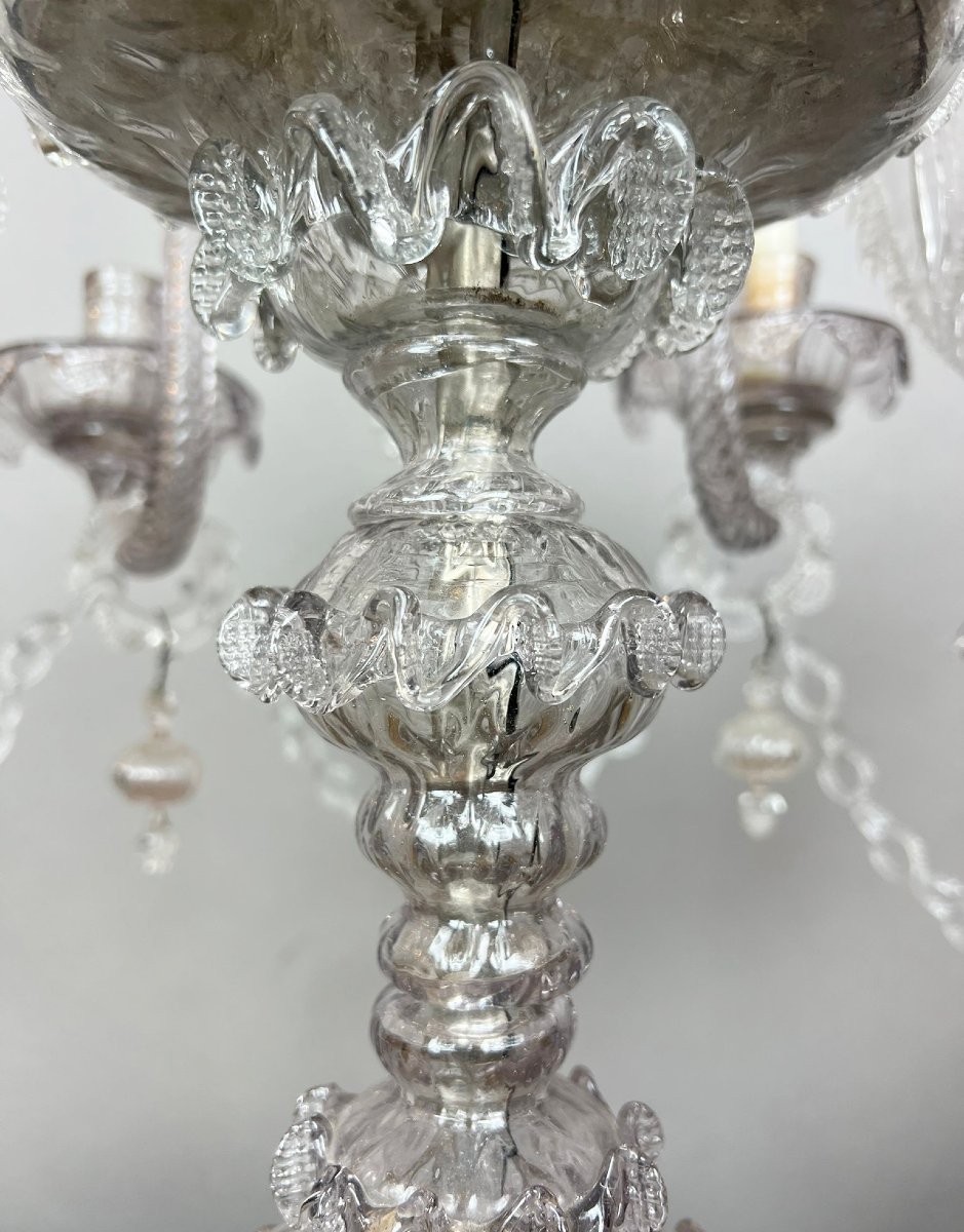 6-arm Candelabra In Murano Glass, 20th Century-photo-5