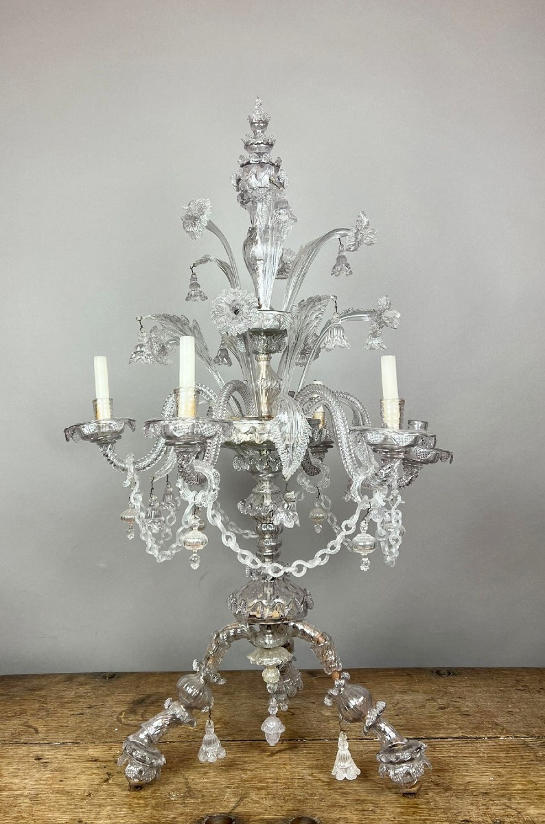 6-arm Candelabra In Murano Glass, 20th Century