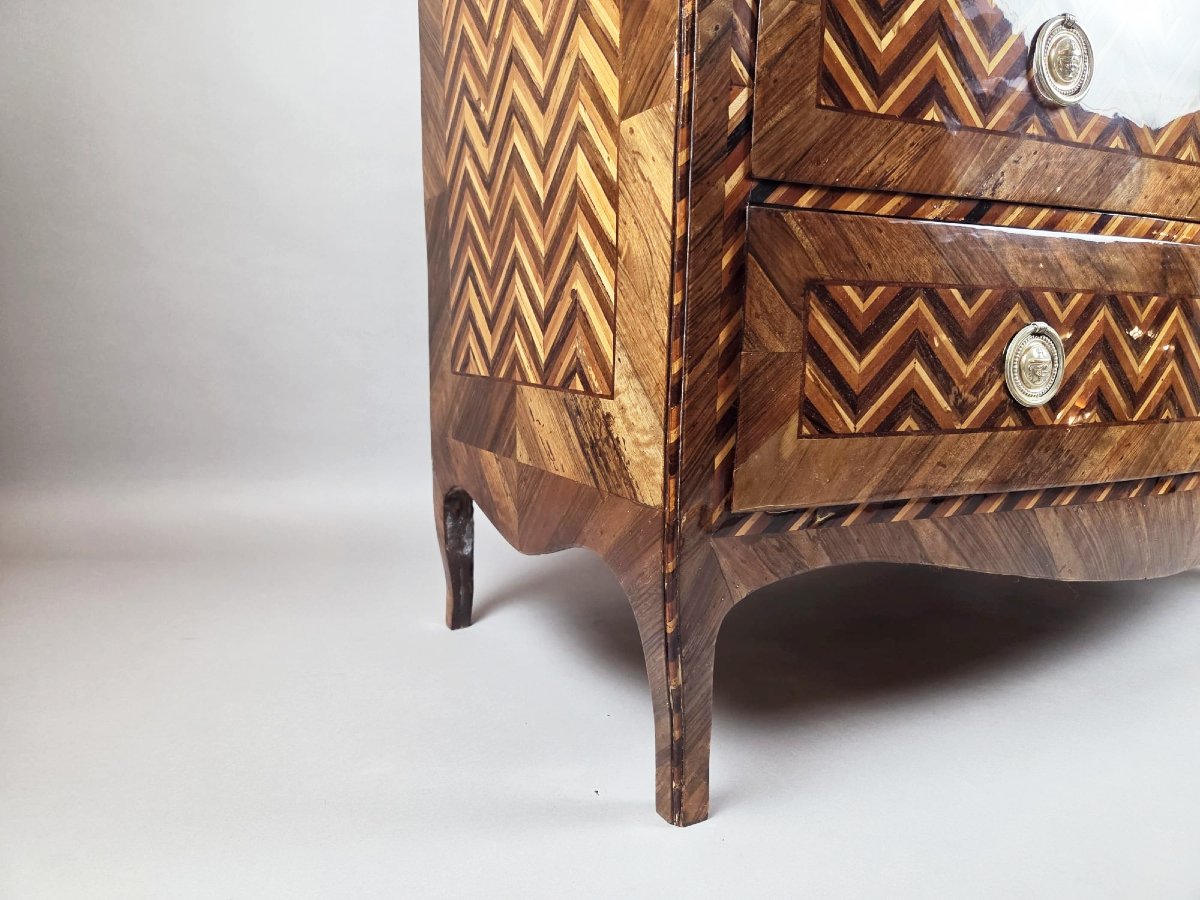 Louis XV Style Inlaid Wood Chest Of Drawers,18th Century-photo-3