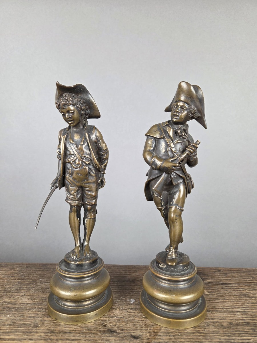 2 Bronze Figures Signed Lalouette, Late 19th Century