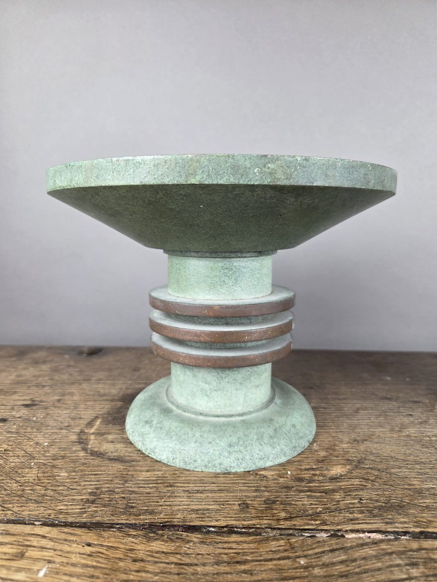Pair Of Art Deco Bronze Candle-holders-photo-3
