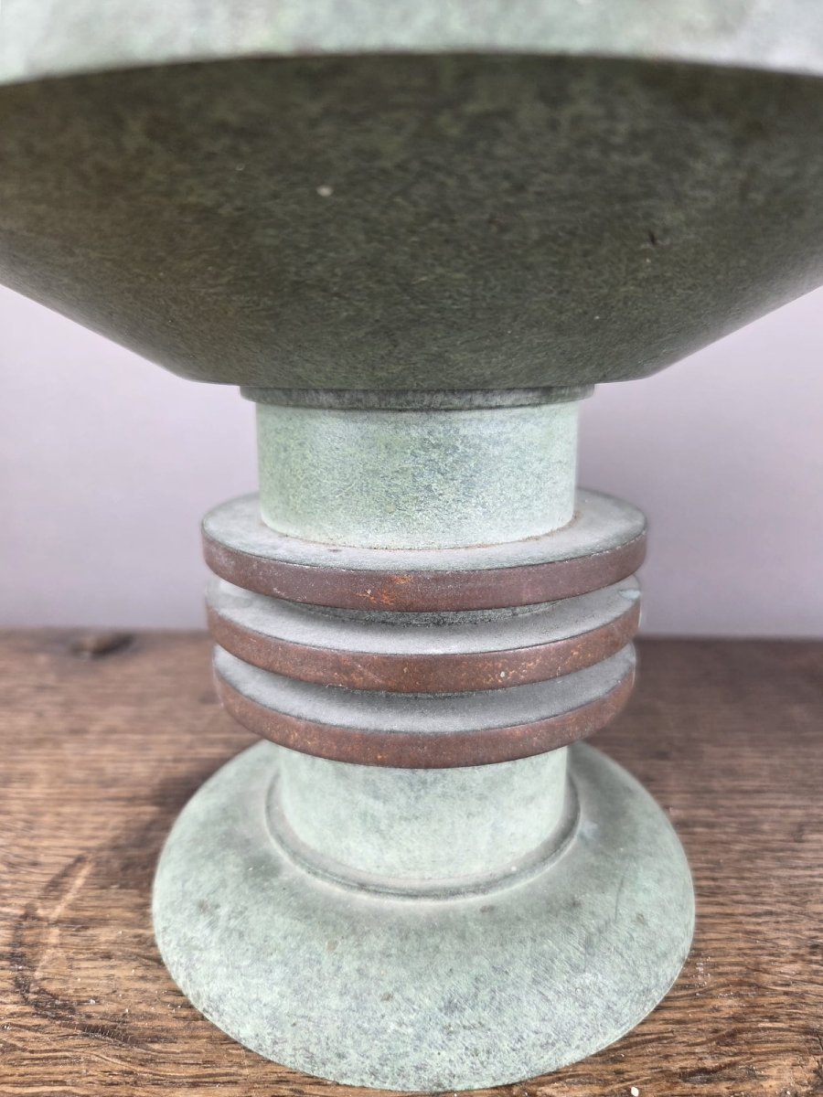 Pair Of Art Deco Bronze Candle-holders-photo-4