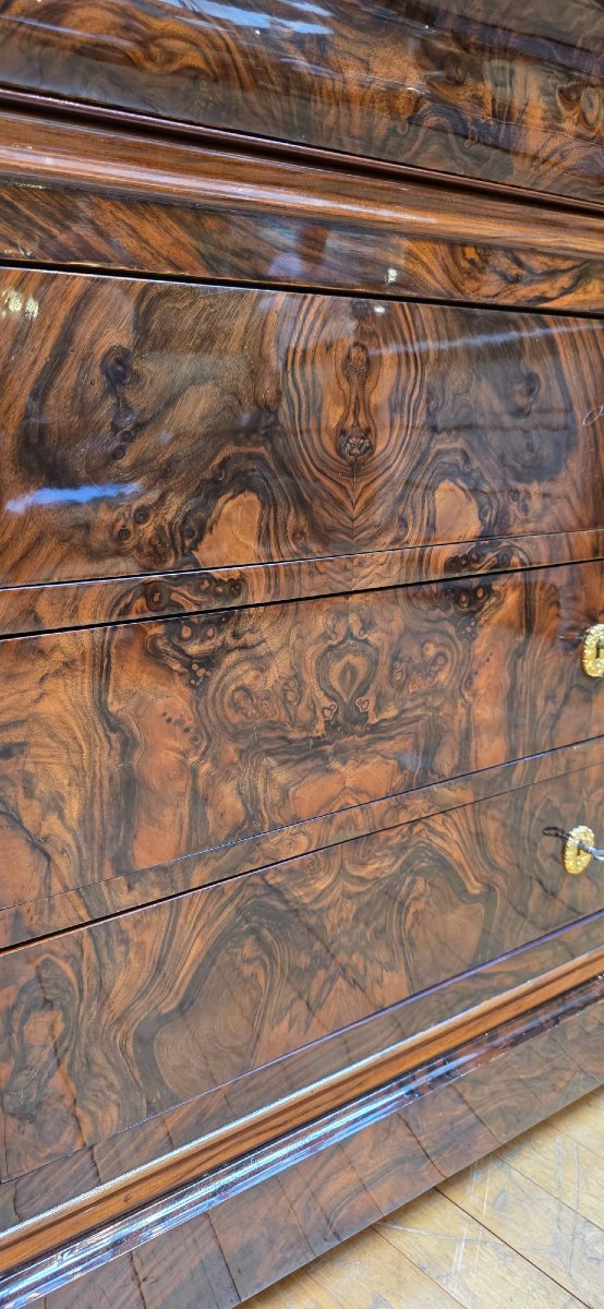 Commode d'époque Louis Philippe en ronce de noyer-photo-4