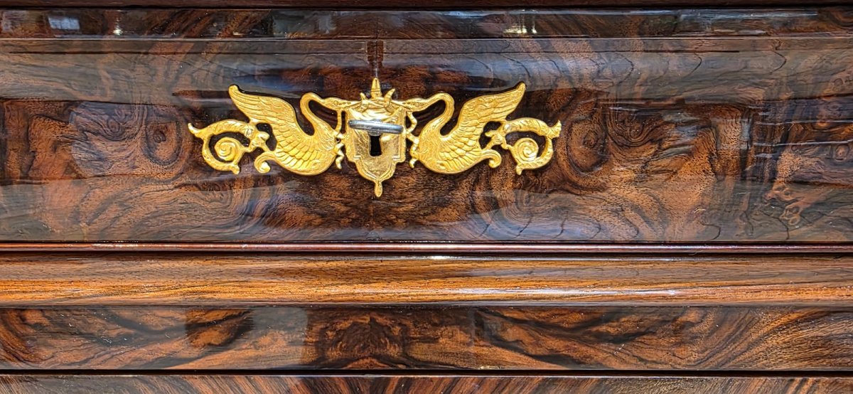 Commode d'époque Louis Philippe en ronce de noyer-photo-2
