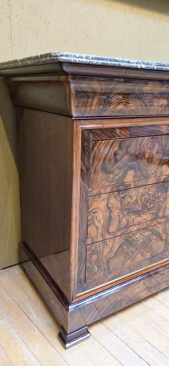Commode d'époque Louis Philippe en ronce de noyer-photo-6