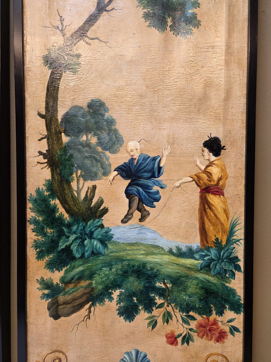 Triptyques, huile sur toile "scènes animées"  -photo-3