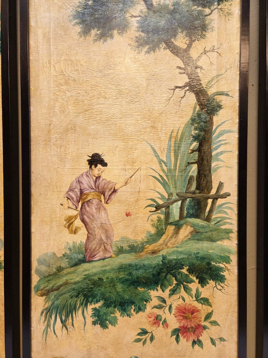 Triptyques, huile sur toile "scènes animées"  -photo-4