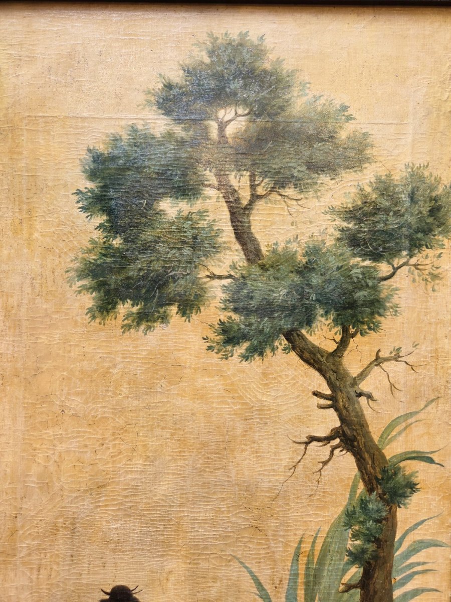 Triptyques, huile sur toile "scènes animées"  -photo-3