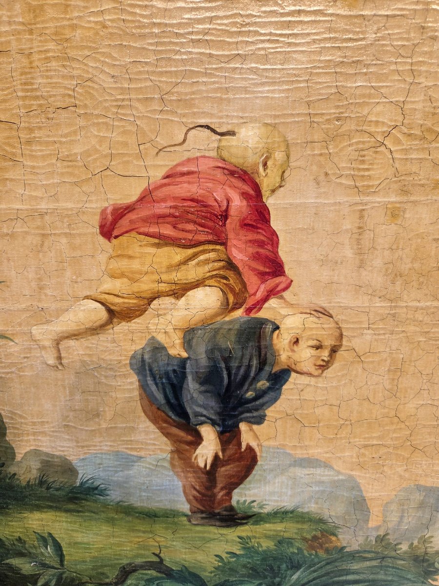 Triptyques, huile sur toile "scènes animées"  -photo-4
