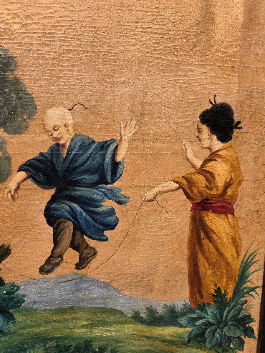 Triptyques, huile sur toile "scènes animées"  -photo-5