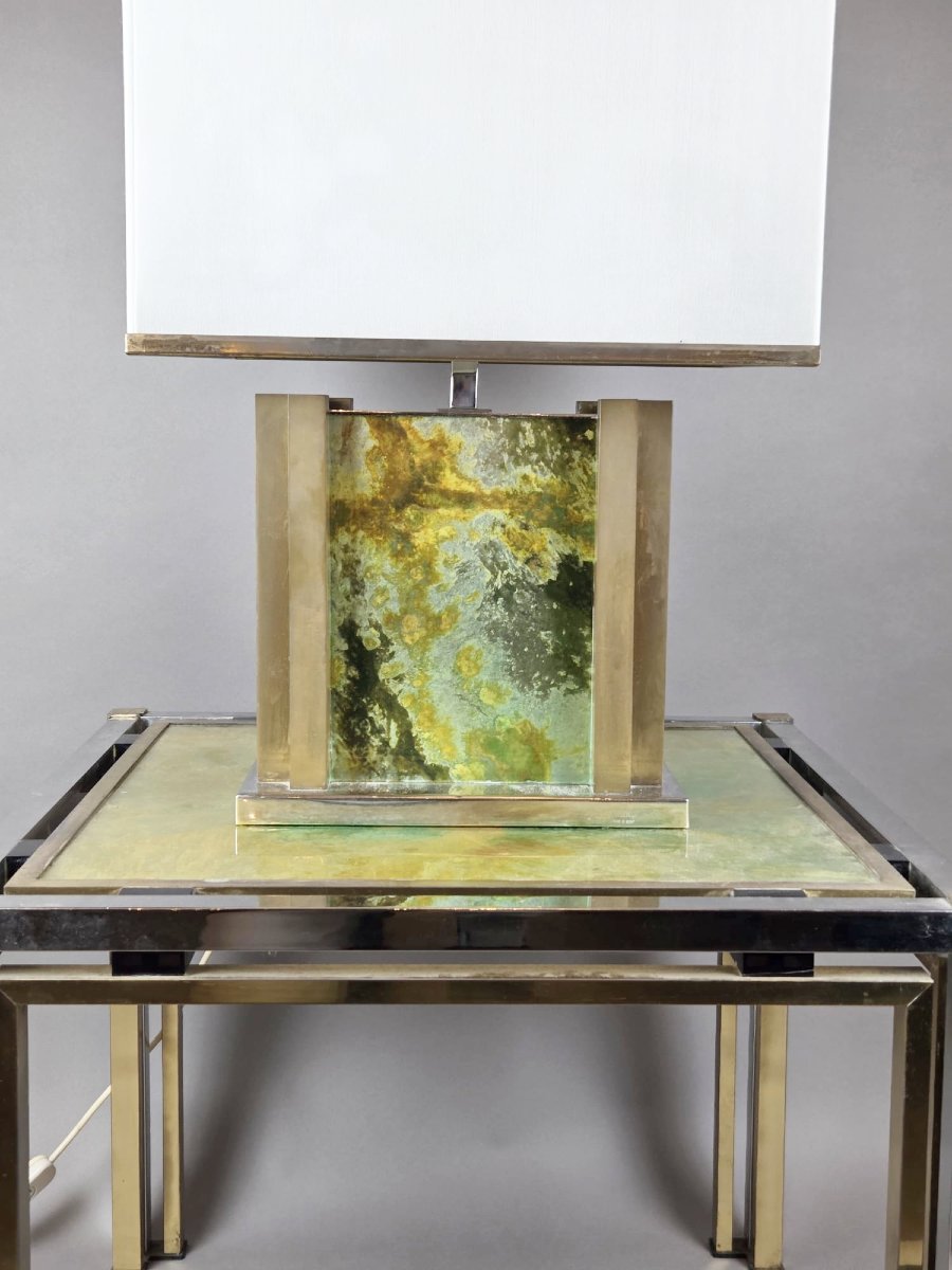 Hollywood-style Table And Lamp, Circa 1970-photo-2
