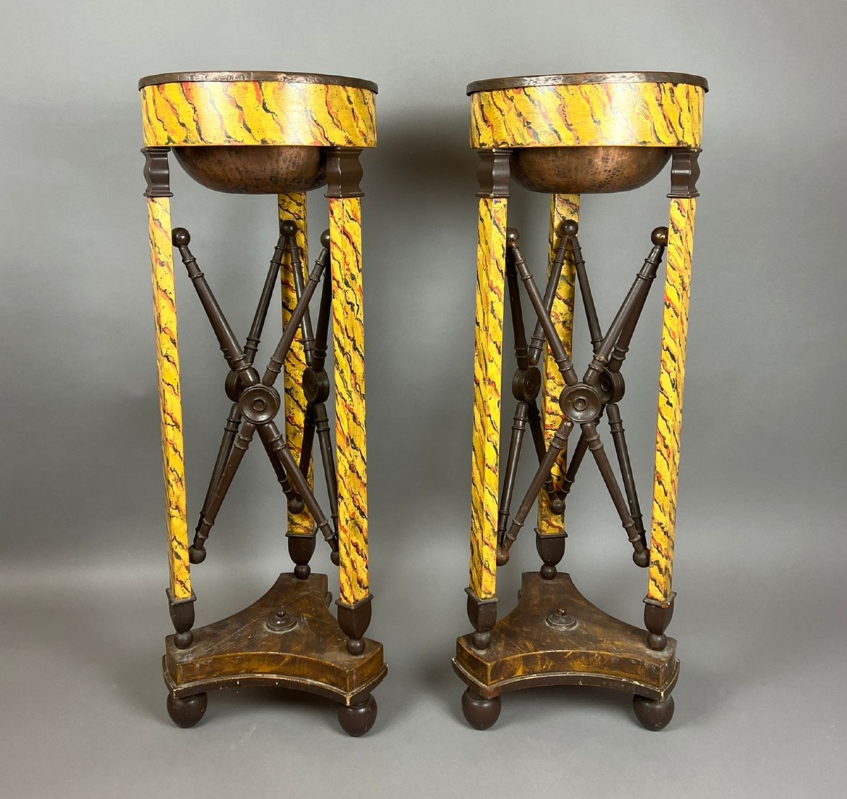 Pair Of Athenian Women In Painted Wood, 19th Century
