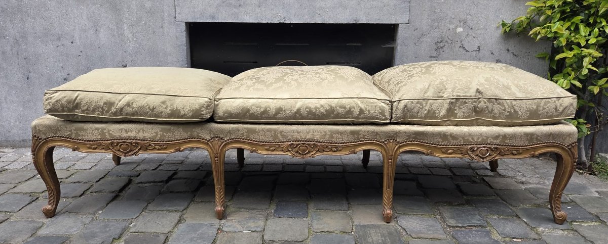 Louis XV Style Giltwood Middle Bench, Late 19th Century-photo-2