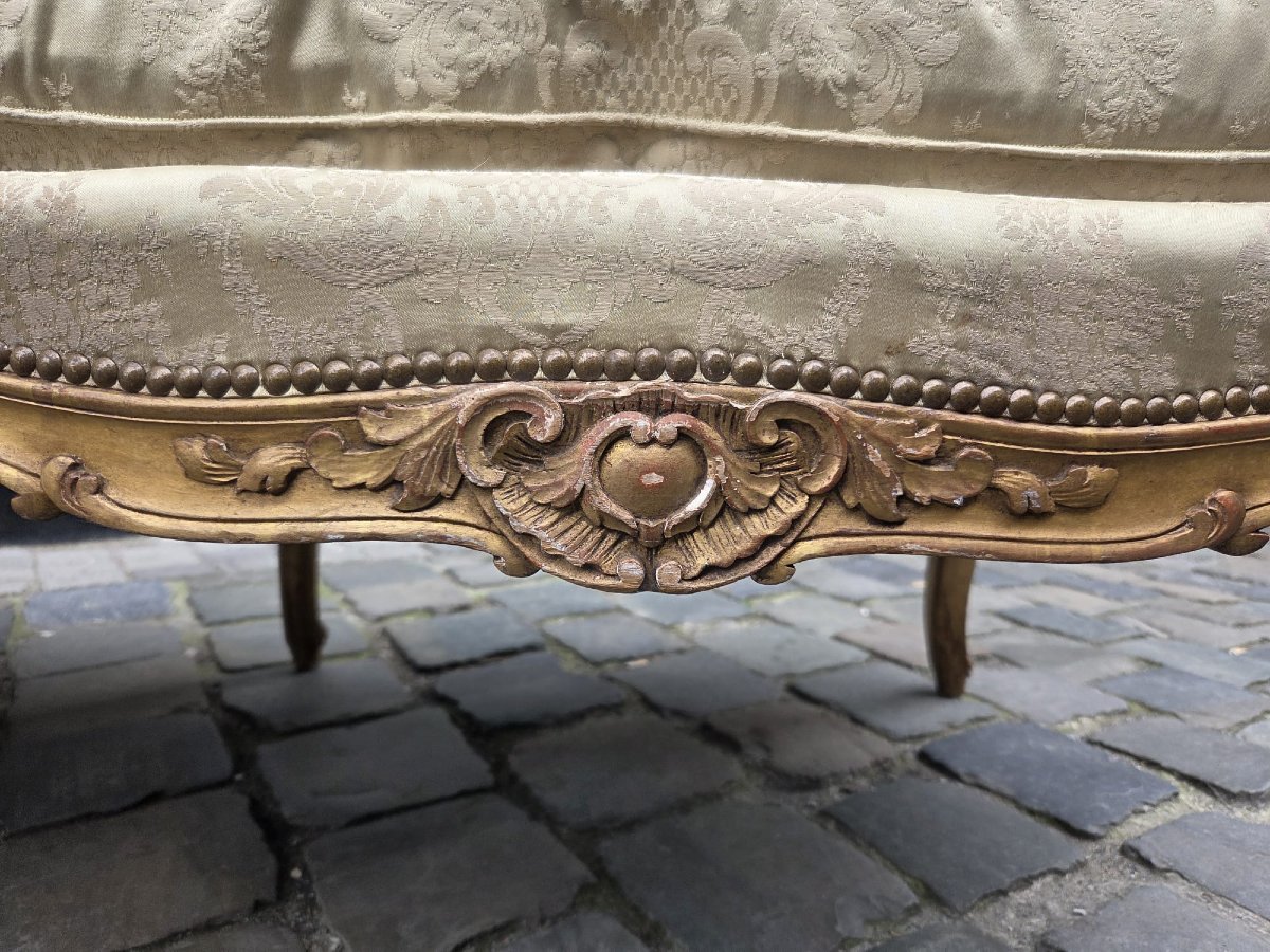 Louis XV Style Giltwood Middle Bench, Late 19th Century-photo-3