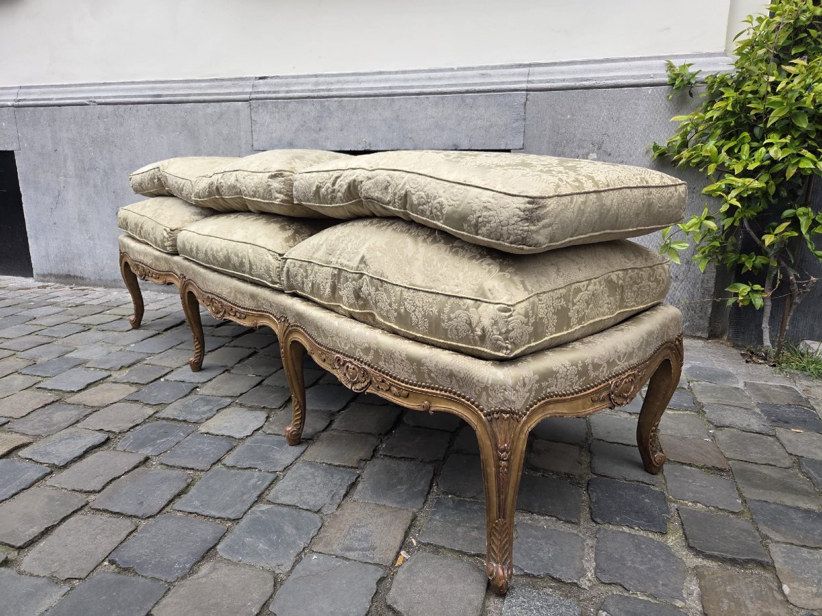 Louis XV Style Giltwood Middle Bench, Late 19th Century-photo-4