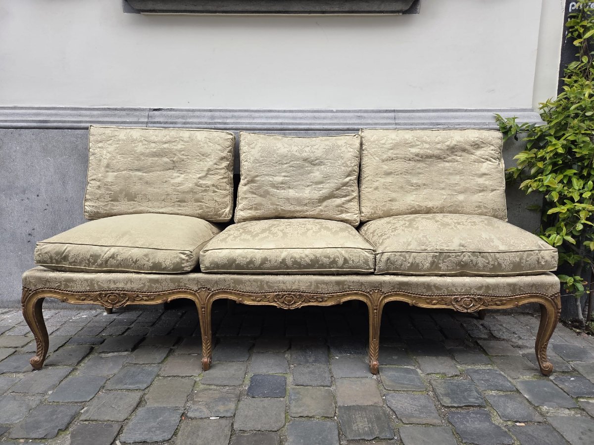Louis XV Style Giltwood Middle Bench, Late 19th Century-photo-5