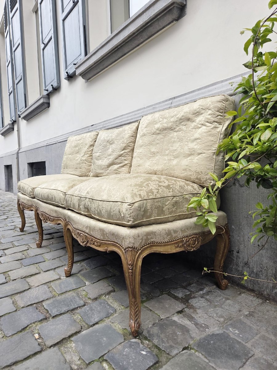 Louis XV Style Giltwood Middle Bench, Late 19th Century-photo-6