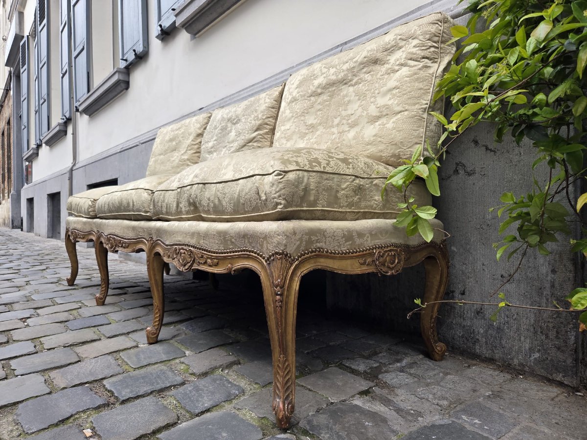Louis XV Style Giltwood Middle Bench, Late 19th Century-photo-7