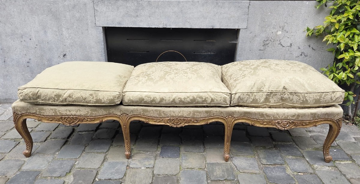 Louis XV Style Giltwood Middle Bench, Late 19th Century