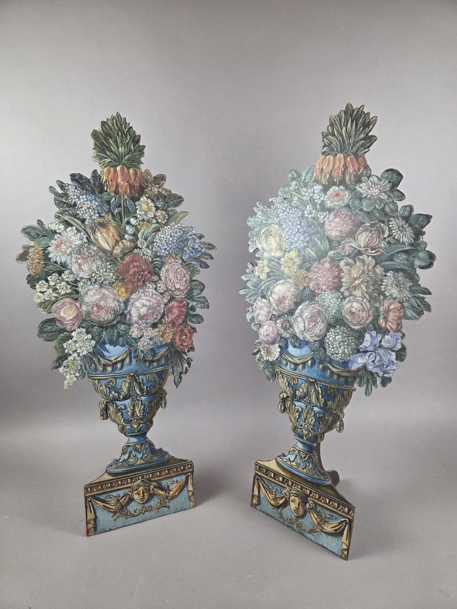 Pair Of Trompe l'Oeil Panels, Early 20th Century-photo-2