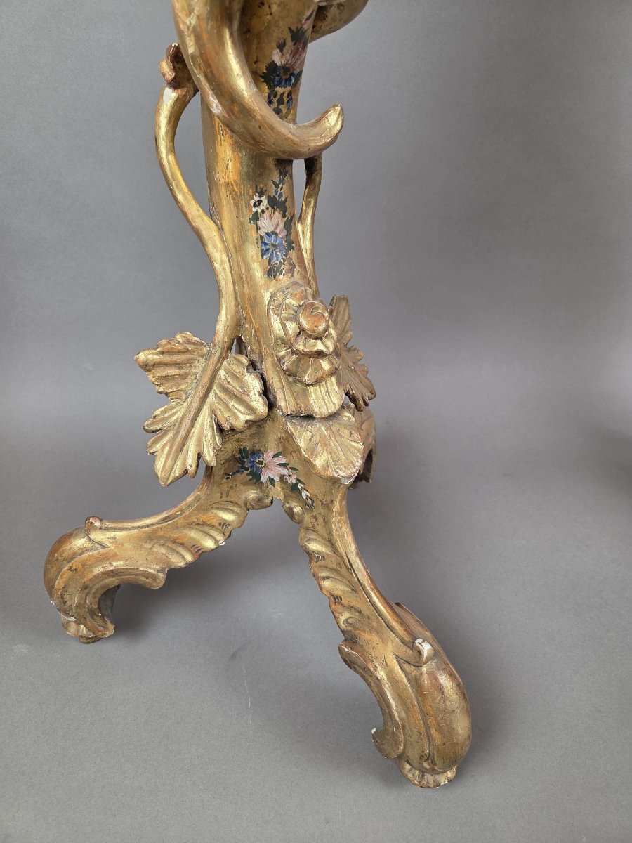 Pair Of Venetian Giltwood And Polychrome Sellettes, Late 19th Century-photo-3