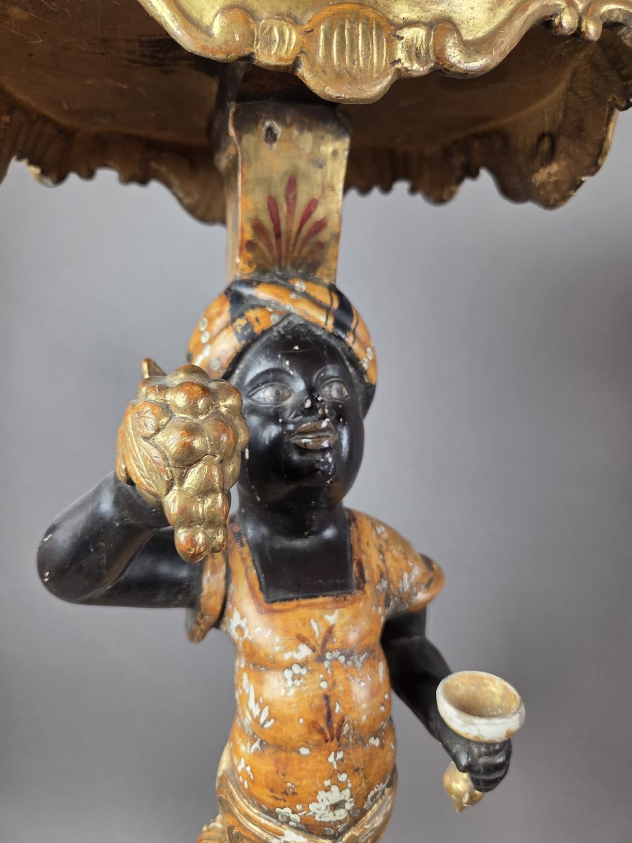 Pair Of Venetian Giltwood And Polychrome Sellettes, Late 19th Century-photo-5