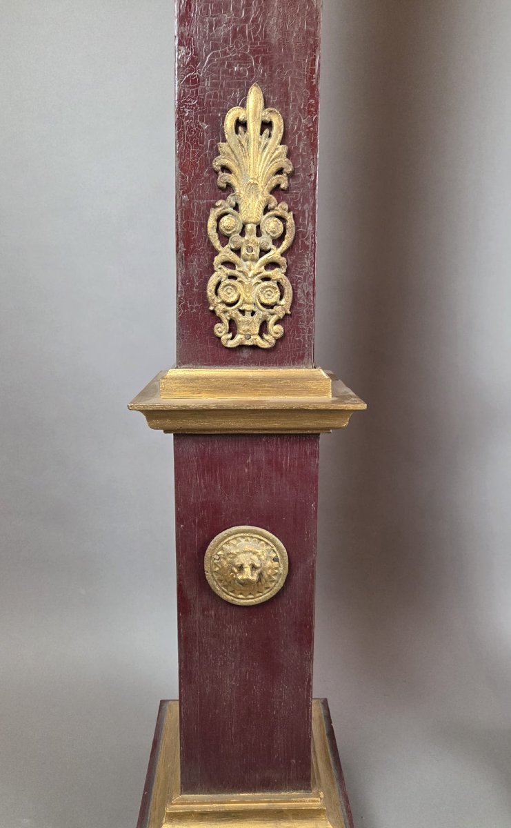 Pair Of Obelisks In Painted Wood With Ormolu Ornamentation, Early 20th Century-photo-3