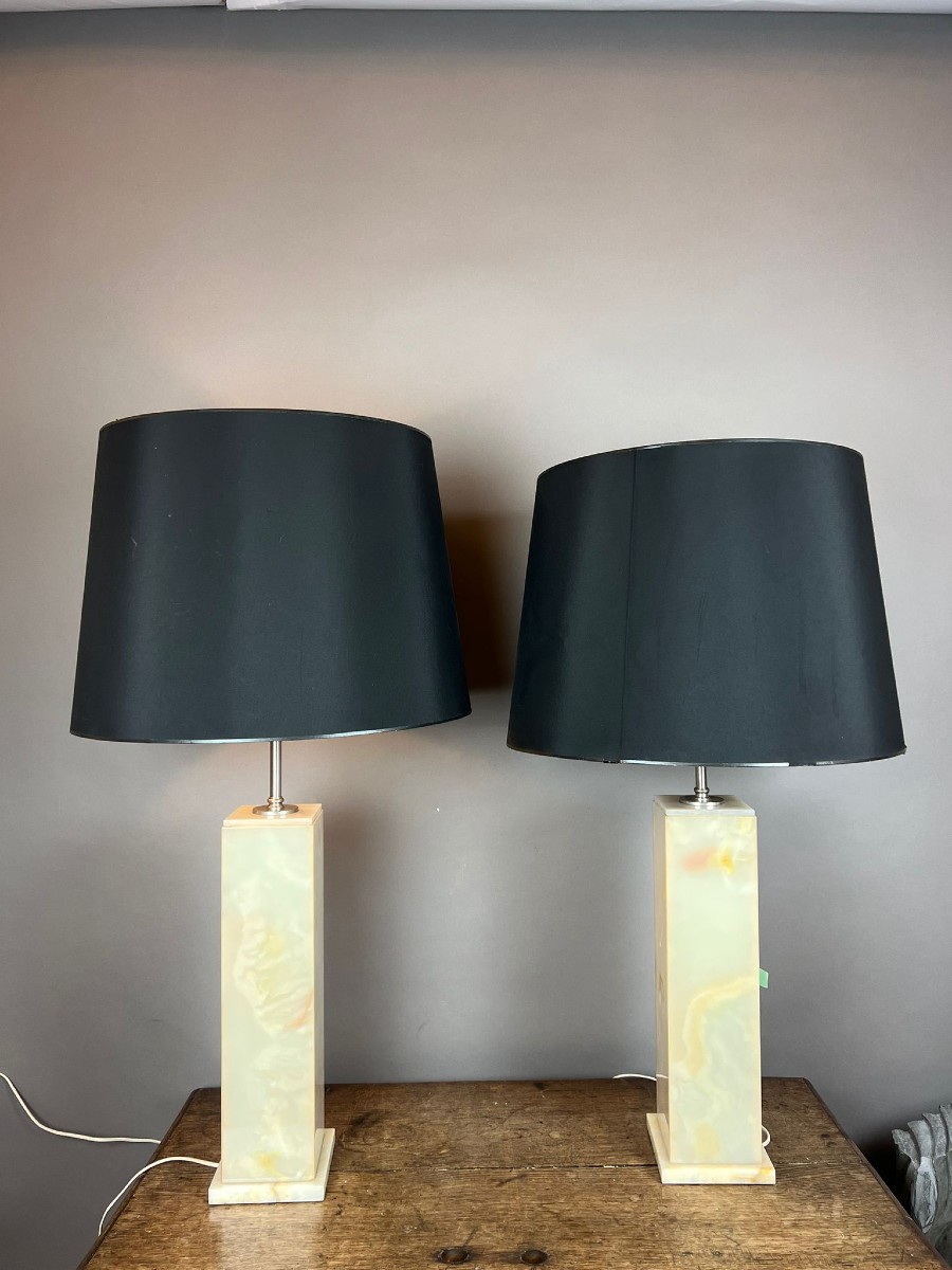 Paire de lampes en onyx, vers 1970