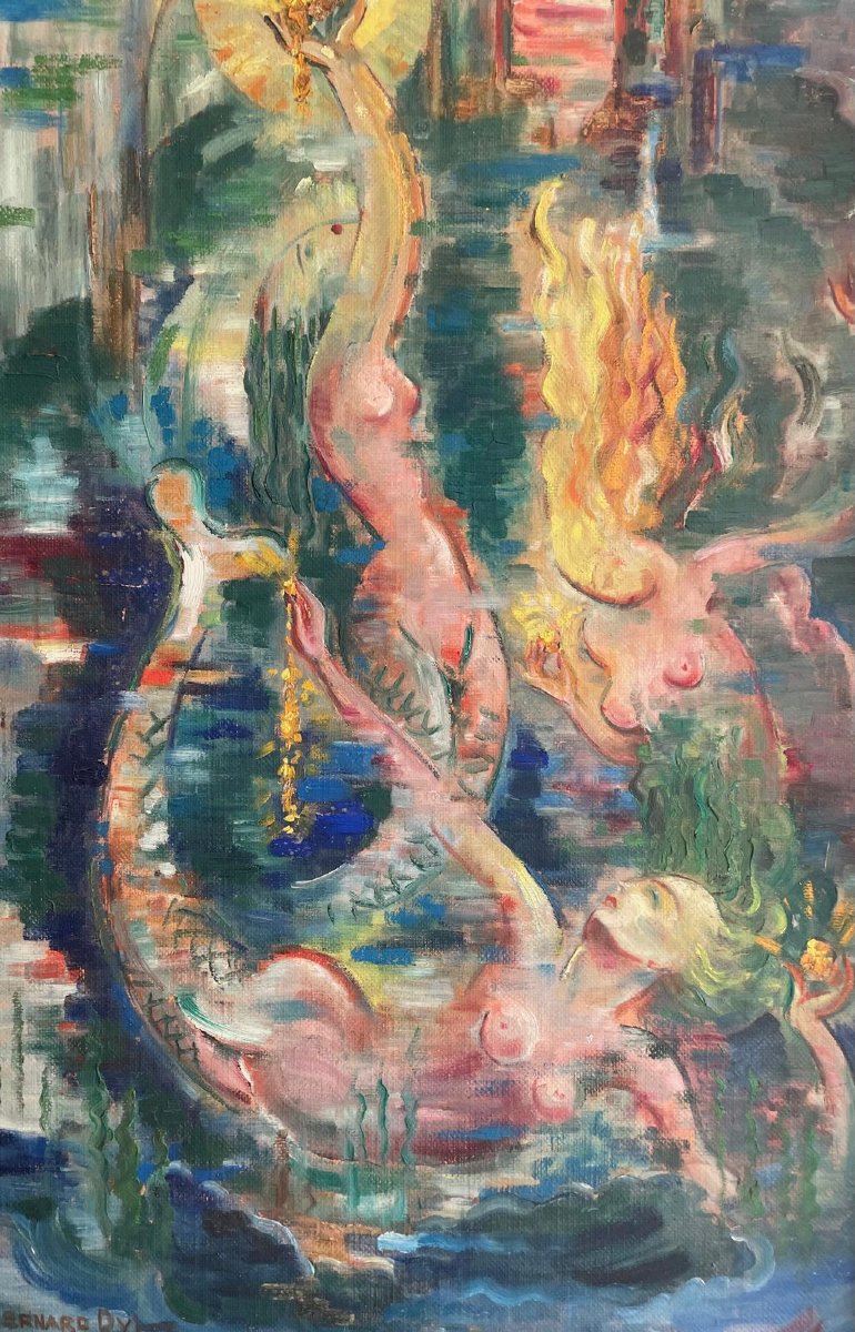 Yan B. Morel-dyl (1887-1944), Rheingold, Oil On Panel, Signed, 1937, Size: 74x51 Cm, Framed-photo-2