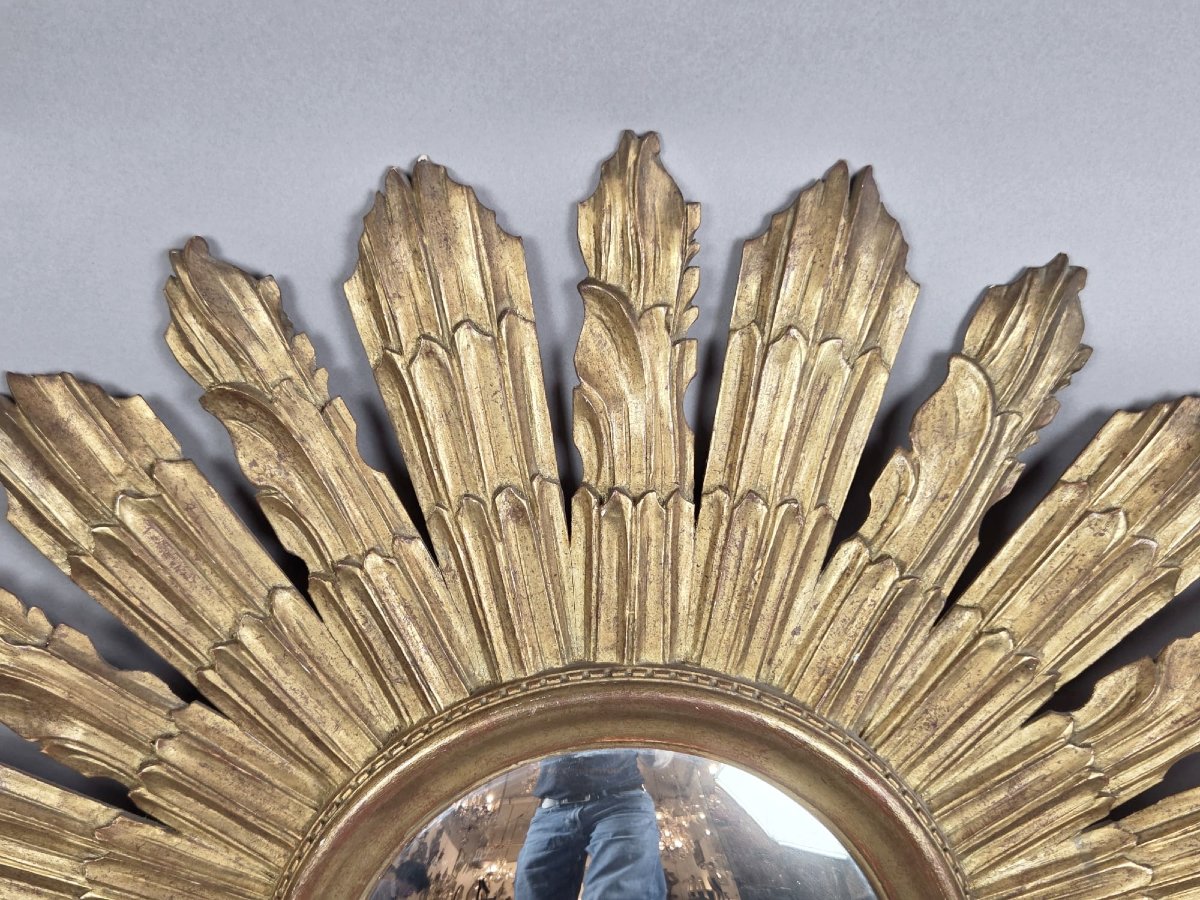 Gilded Wood Sunburst Mirror, Circa 1960-photo-2