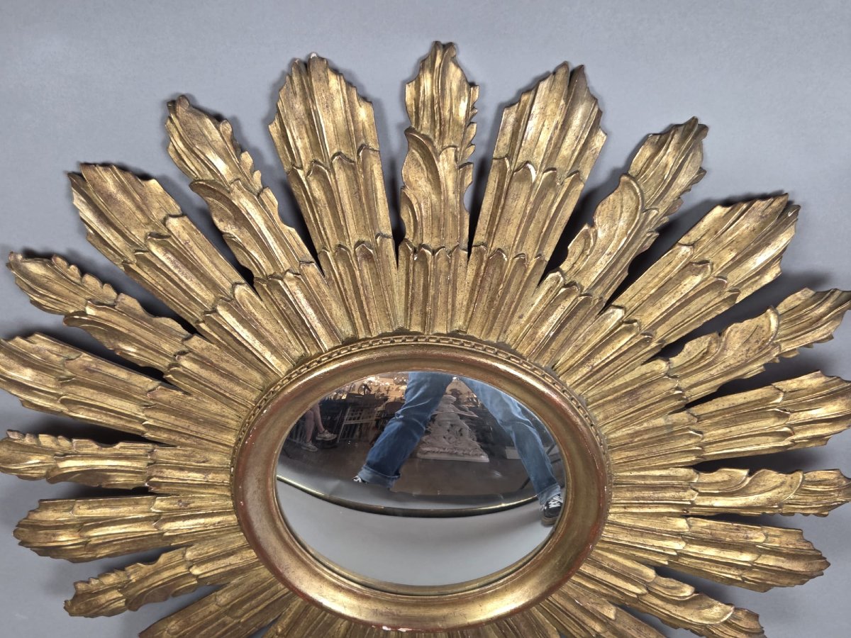 Gilded Wood Sunburst Mirror, Circa 1960-photo-4