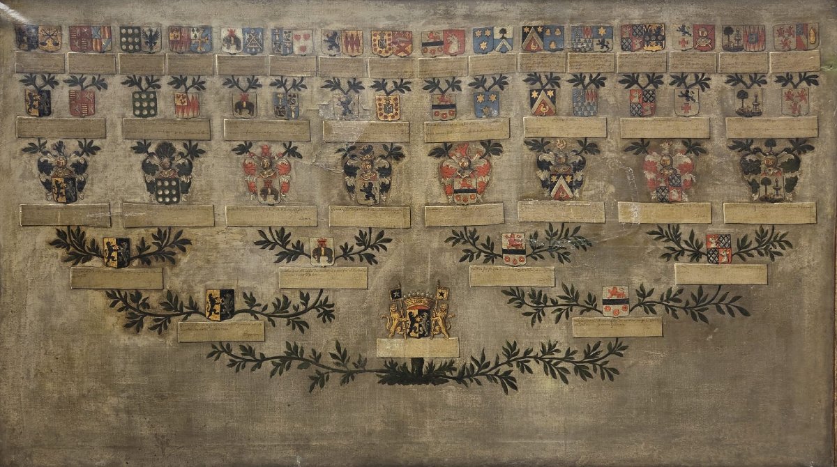 Tableau héraldique, huile sur toile, 18th-photo-2
