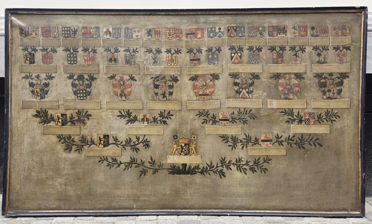 Tableau héraldique, huile sur toile, 18th