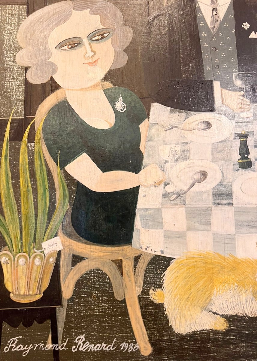 Huile sur panneau "Petite Noce", Raymond Renard 1986-photo-1