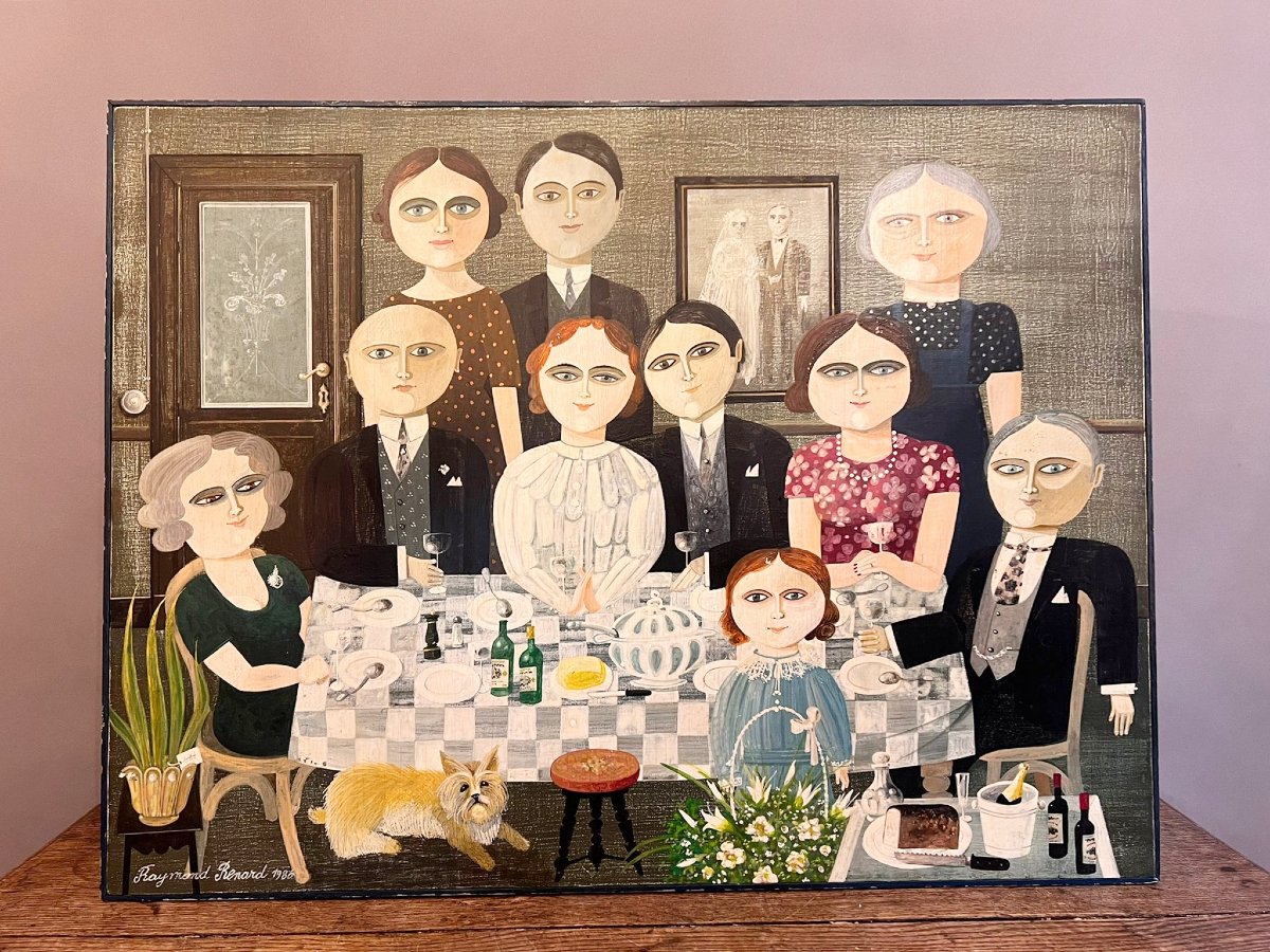 Huile sur panneau "Petite Noce", Raymond Renard 1986