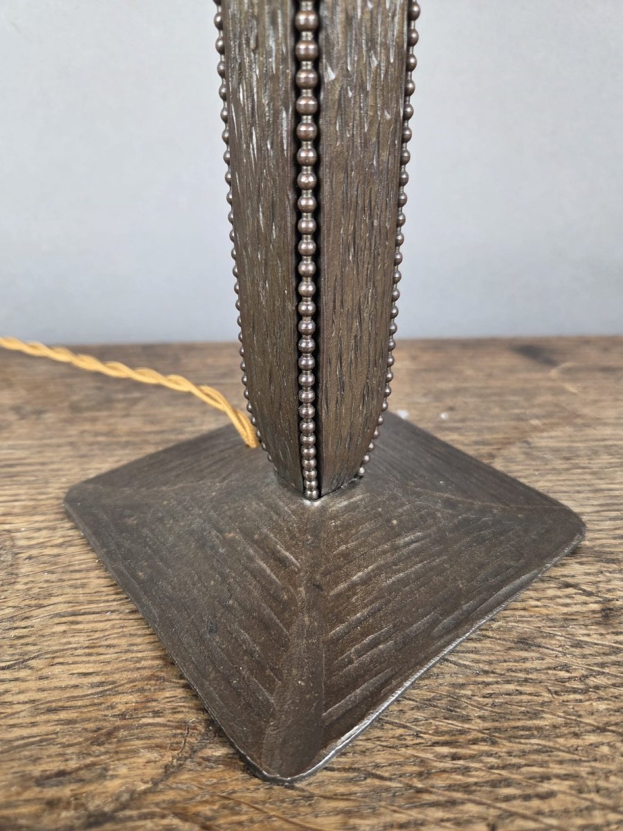 Daum Lamp In Pâte De Verre And Wrought Iron, Circa 1930-photo-4