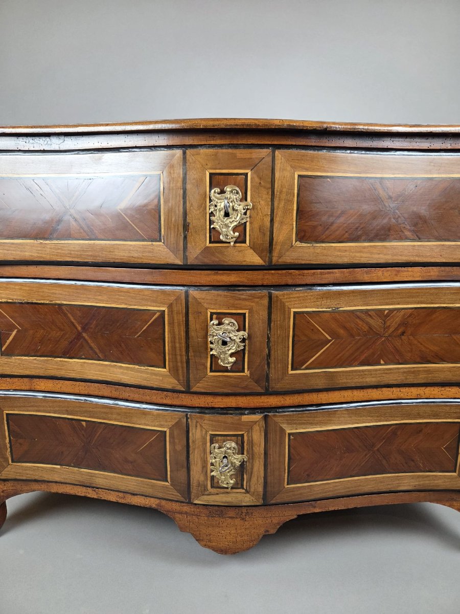 Louis XV Style Mahogany And Rosewood Chest Of Drawers, 19th Century-photo-3