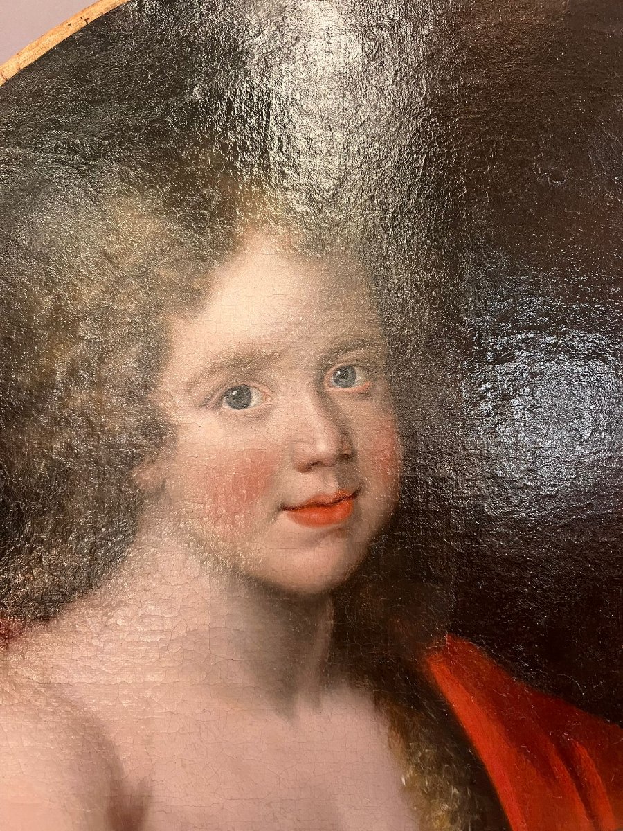 Paire de médaillons, huile sur toile "St Jean Batiste et Marie Madelaine" 18th-photo-4