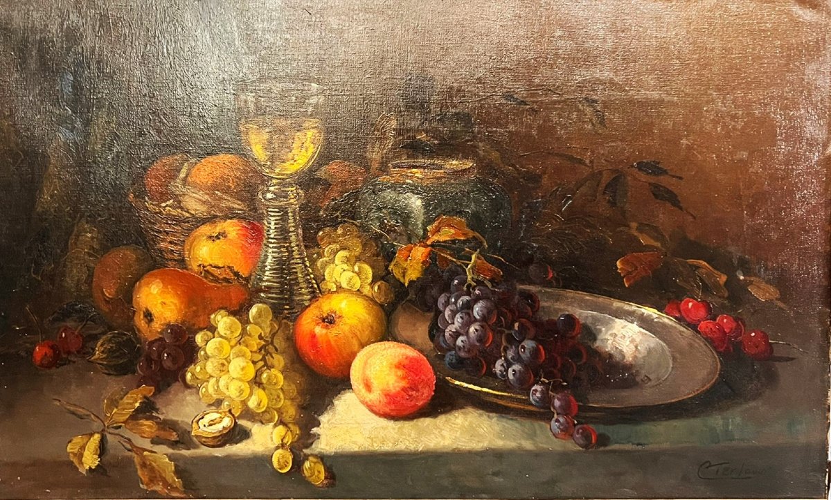 Cornelis Terlouw (1890–1948), Still Life, Oil On Canvas, Early 20th Century-photo-2