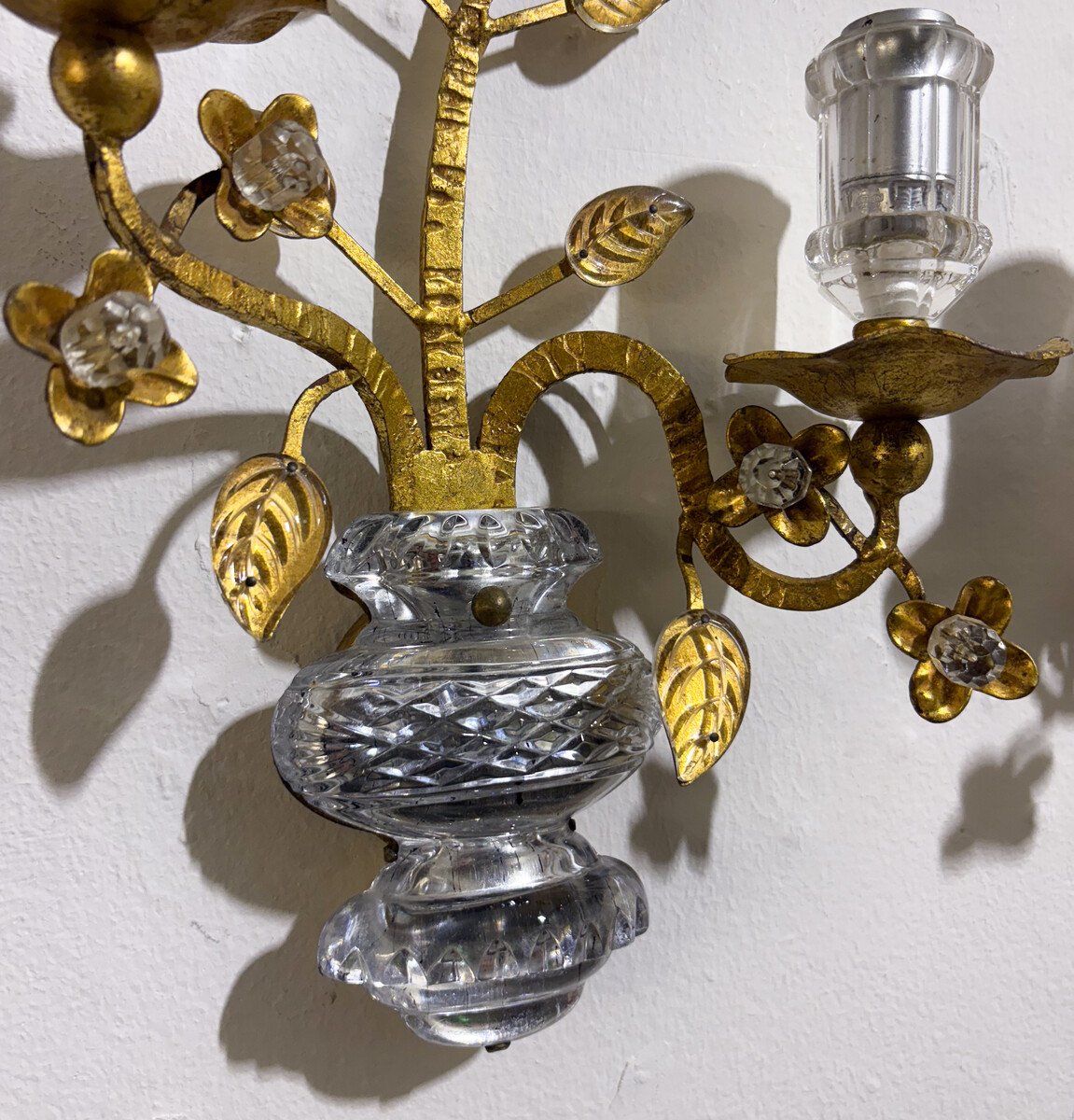 Paire d'appliques murales dans le style de la Maison Bagues, années 1950-photo-4