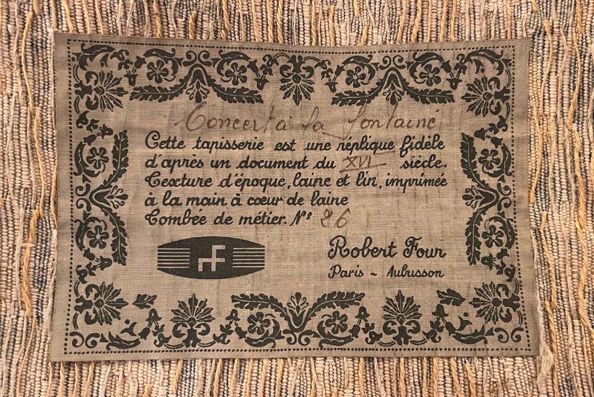 Tapestry “concert At The Fountain,” Hand-printed Wool And Linen, Robert Four, No. 26-photo-8