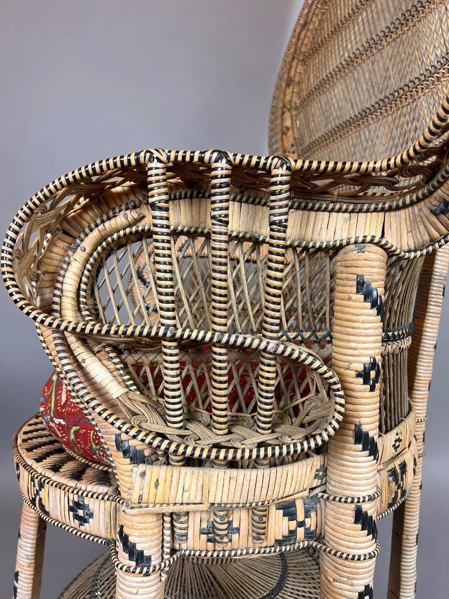 Fauteuil paon Emmanuelle avec ottoman, circa 1970-photo-4