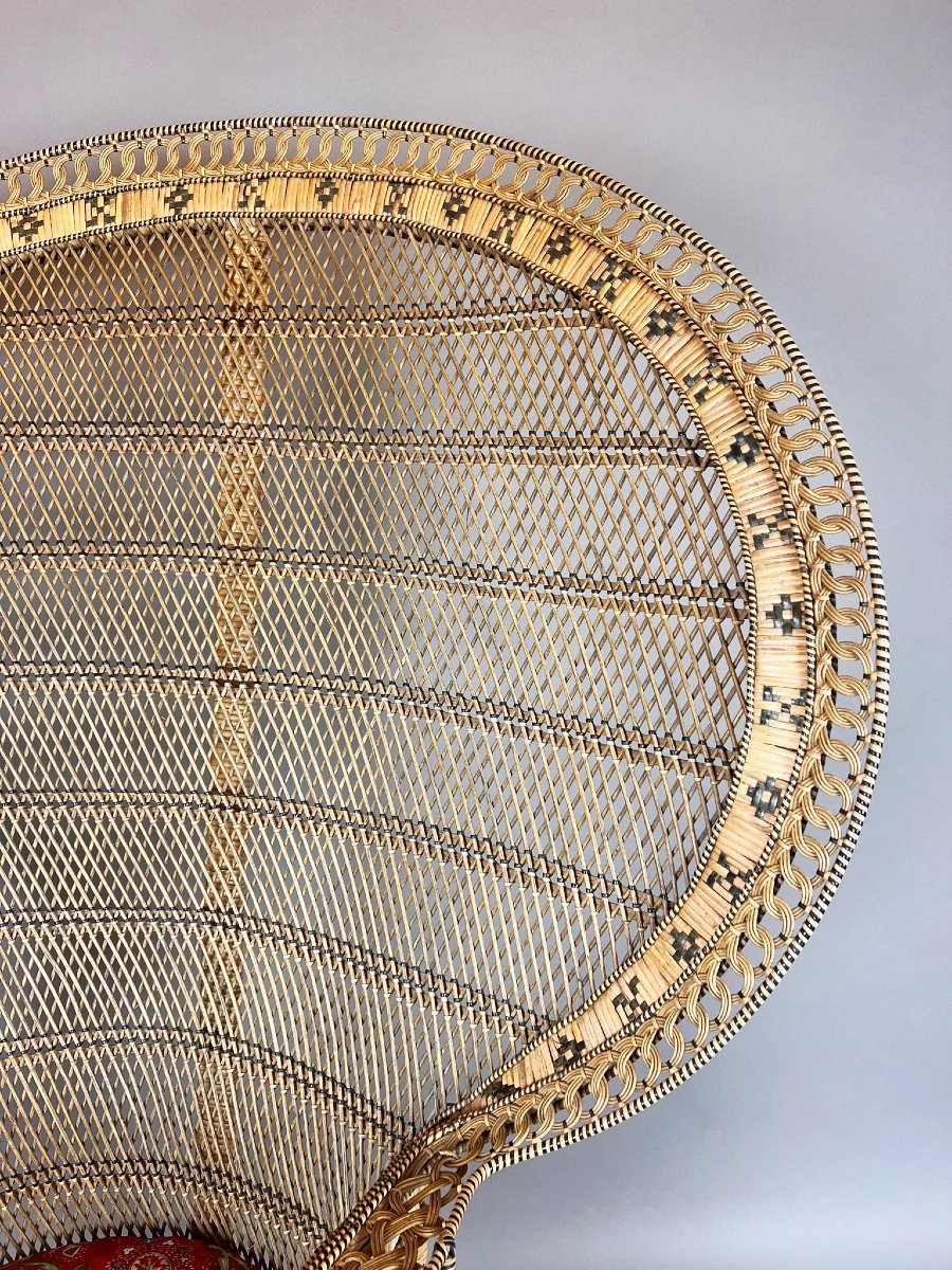 Fauteuil paon Emmanuelle avec ottoman, circa 1970-photo-3