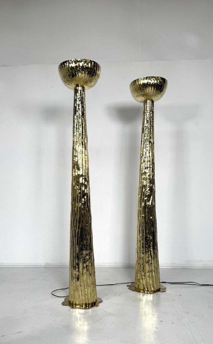 Paire de lampadaires en laiton, Italie-photo-3