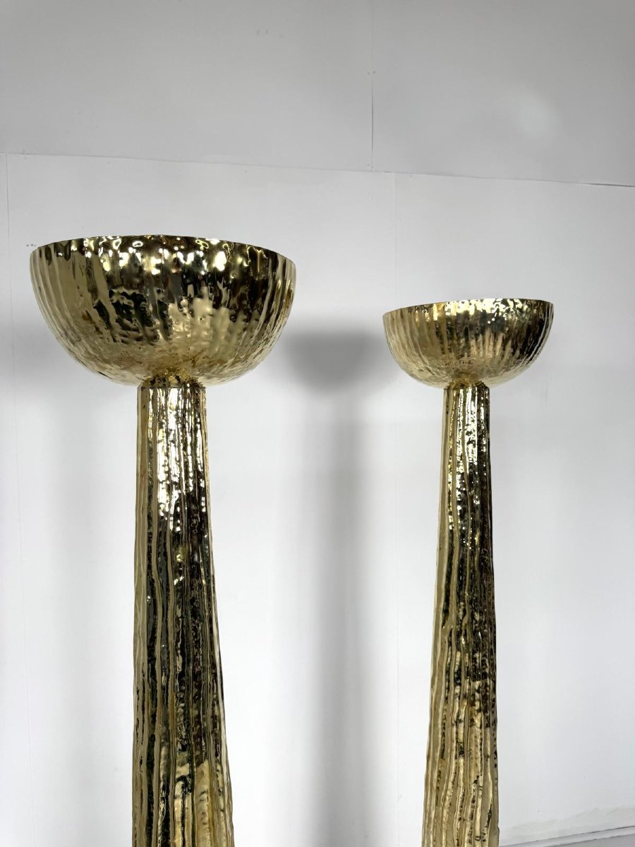 Paire de lampadaires en laiton, Italie-photo-4